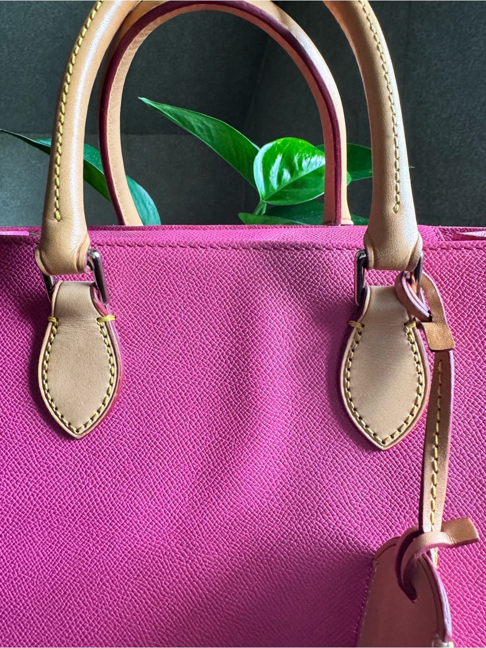 Dooney & Bourke Pink Saffiano Janine 25 Tote with Tan Leather Trim - Picture 4 of 11